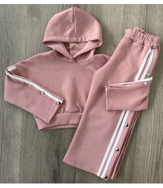 Button & Stripe Joggingset - Roze