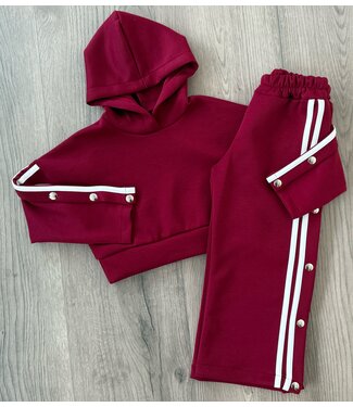Button & Stripe Joggingset - Bordeaux