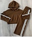 Button & Stripe Joggingset - Marron