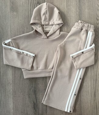 Button & Stripe Joggingset - Beige