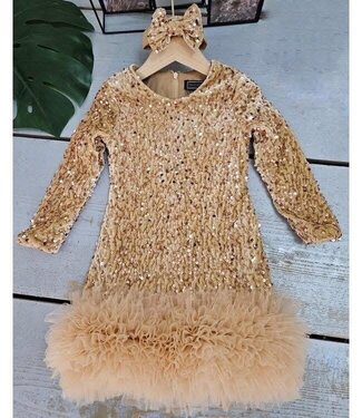 Big glitter dress (Met haarband) - Goud