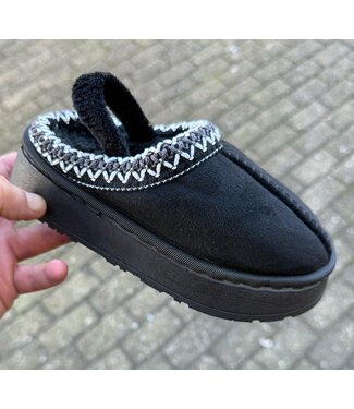 Furry Cozy Sliders - Zwart