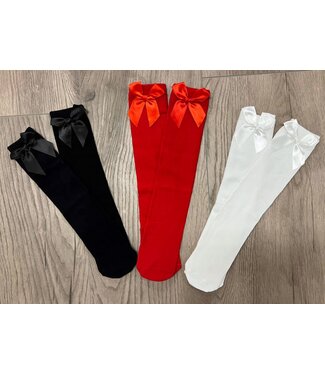 Kniesokken met strik (2 kleuren)