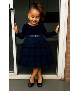 Velvet & Tule Jurk - Marine