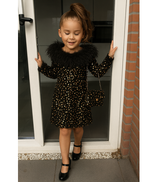 Glitter & Glamour Jurkje met tasje - Zwart/Goud