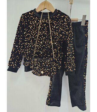 Glitter Comfy Set - Zwart/Goud