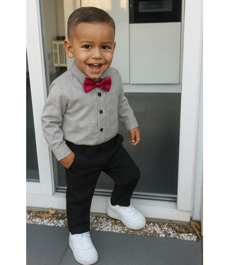 Boys Christmas Set (Met vlinderdas) - Grijs
