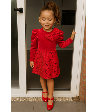 Draakjes en Boefjes Velvet & Glitter Dress - Rood