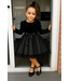 Christmas velvet dress - Zwart