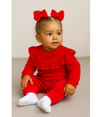 Draakjes en Boefjes Velvet 2-delige set met haar elastiekjes - Rood