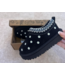 Furry Flower sliders - Zwart