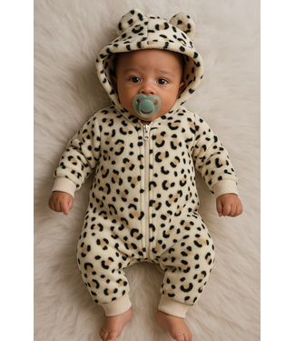 Fluffy onesie - Leopard Ecru (Unisex)