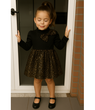 Draakjes en Boefjes Velvet & Glitter Dress - Zwart/Goud