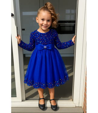 Glitter Jurkje met strik - Blauw