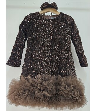 Big glitter dress (Met haarband) - Marron