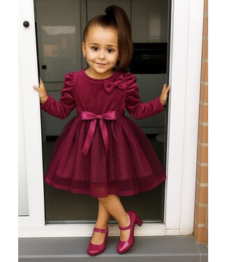 Draakjes en Boefjes Christmas velvet dress - Bordeaux
