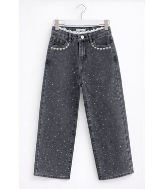 Sparkle Denim & Heart Jeans - Grijs
