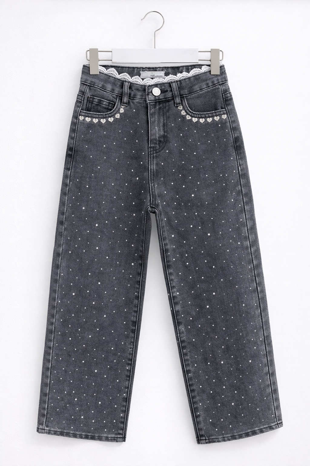 Sparkle Denim & Heart Jeans - Grijs