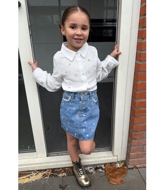 Spijkerrok met  hartjes - Blauw