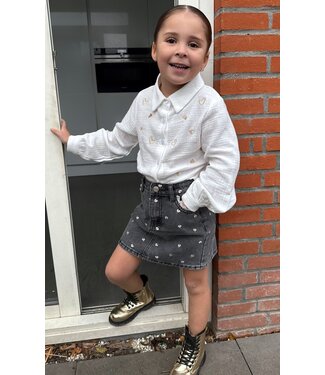 Spijkerrok met  hartjes - Grijs(Verzenddatum 6 jan)