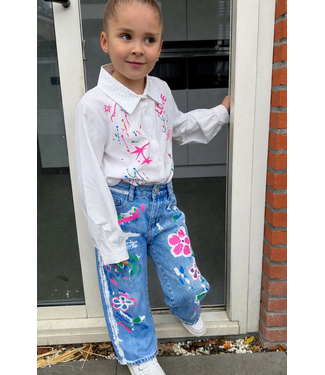 Denim Jeans Blauw - Flowers