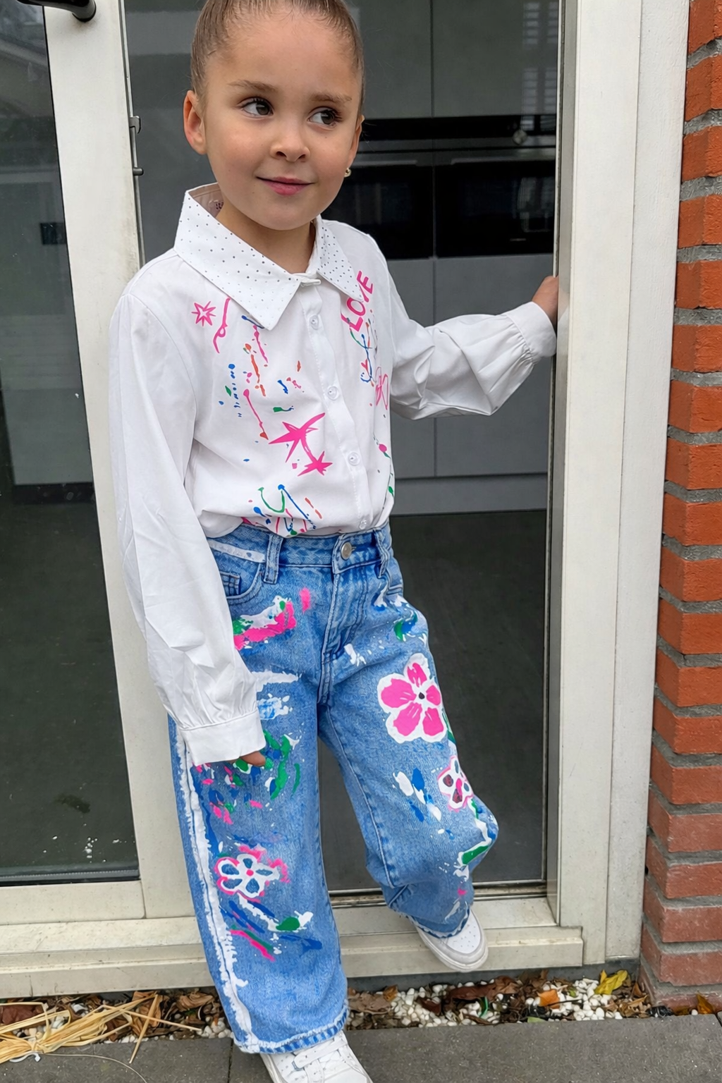 Denim Jeans Blauw - Flowers