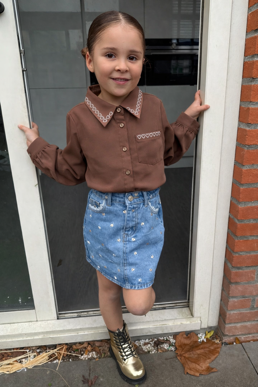 Blouse met hartjes kraag