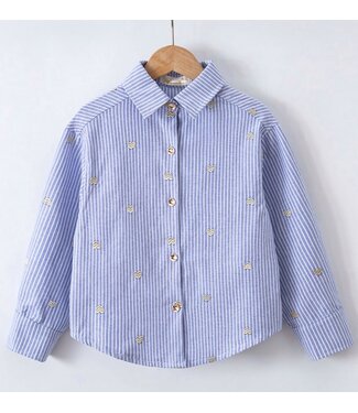 Blouse met hartjes - Blauw