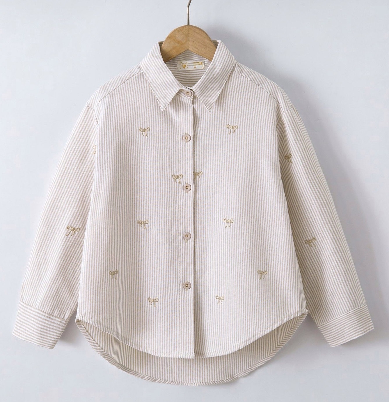 Blouse met strikjes - Beige