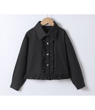 Blouse met hartjes knopen - Zwart