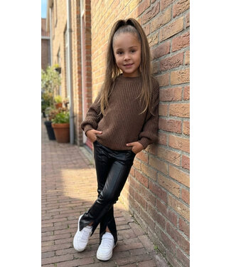 Draakjes en Boefjes Leatherlook legging met een split - Zwart
