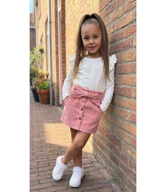 Draakjes en Boefjes Korte Corduroy Button Skirt - Roze