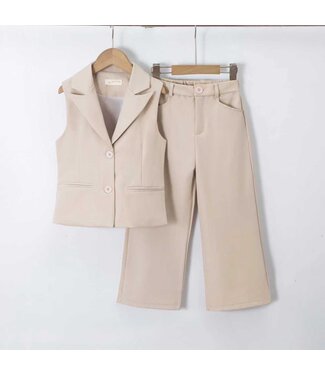 Gilet & Flared Pantalon - Beige
