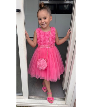 Bloemen Tule jurk - Fuchsia(Verzenddatum 8 Jan)