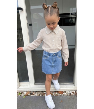 Spijkerrok met sparkles & hartjes - Blauw