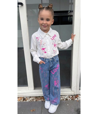 Denim Jeans Love Splatter - Blauw