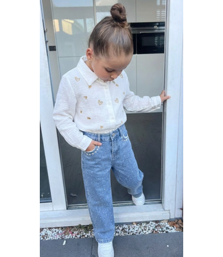 Sparkle Denim & Heart Jeans - Blauw