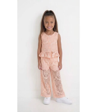 Kanten co-ord set top & broek - Roze