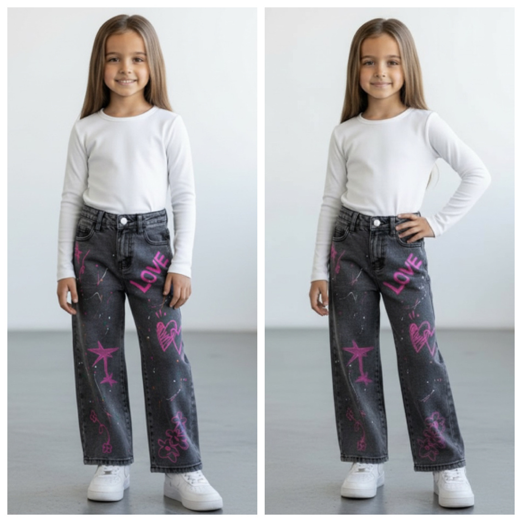 Denim Jeans Love Splatter - Grijs