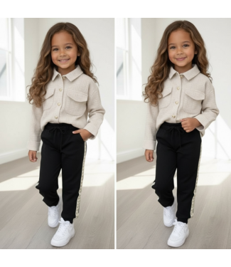 Blouse met hartjes knopen - Beige