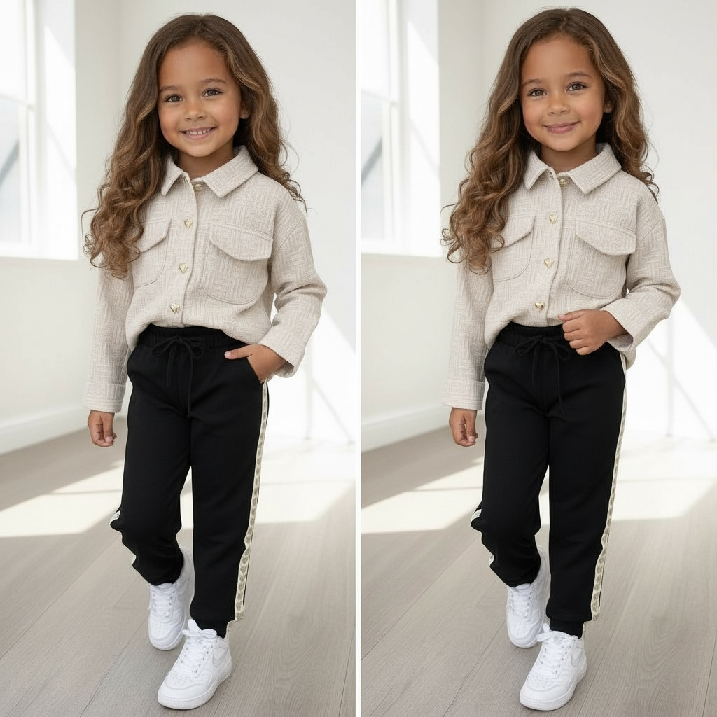 Blouse met hartjes knopen - Beige