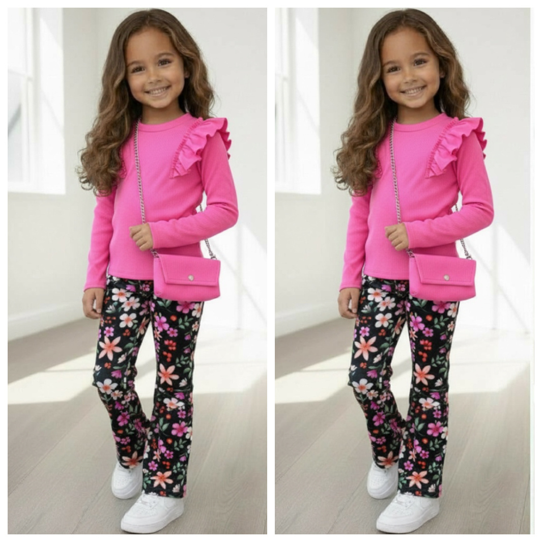 Velvet Flared broek met bloemenprint