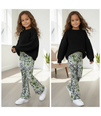 Draakjes en Boefjes Flared broek met Leopard- en bloemenprint