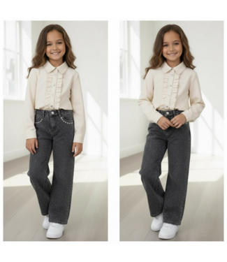 Sparkle Denim & Heart Jeans - Grijs