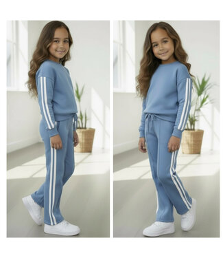 Stripe it up - Joggingset Staalblauw