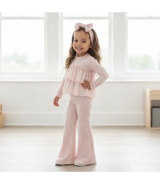 Rib flared Set - Roze (Verzenddatum 22 Jan)