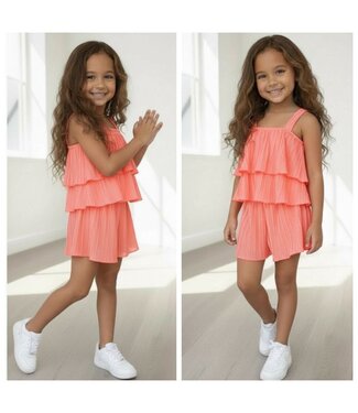 Plisse & Ruffle set - Coral