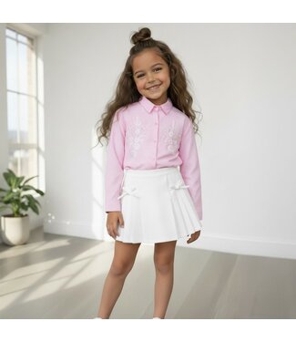 Blouse skort Set - Roze/Wit