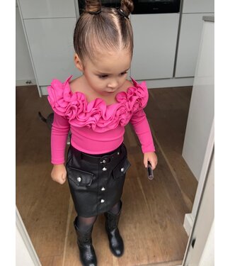 Draakjes en Boefjes Leatherlook Button Skirt - Zwart