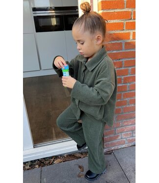 Corduroy blouse & flared set - KhakI